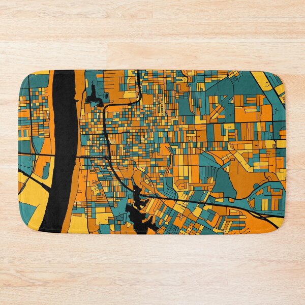 Item preview, Baton Rouge Map Pattern in Orange & Teal designed and sold by PatternMaps.