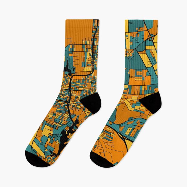 Item preview, Baton Rouge Map Pattern in Orange & Teal designed and sold by PatternMaps.
