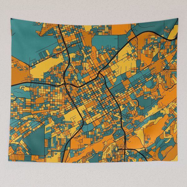 Item preview, Birmingham Map Pattern in Orange & Teal designed and sold by PatternMaps.