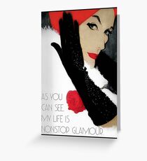 Humourous vingage fashion illustration, glamourous woman Greeting Card
