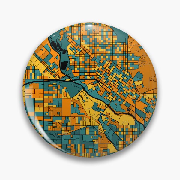 Artikelvorschau, Boise-Kartenmuster in Orange und Blaugrün entworfen und verkauft von PatternMaps.