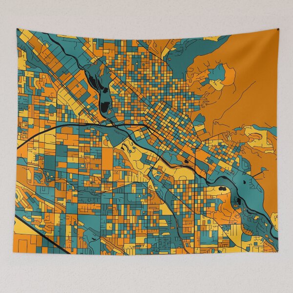 Item preview, Boise Map Pattern in Orange & Teal designed and sold by PatternMaps.