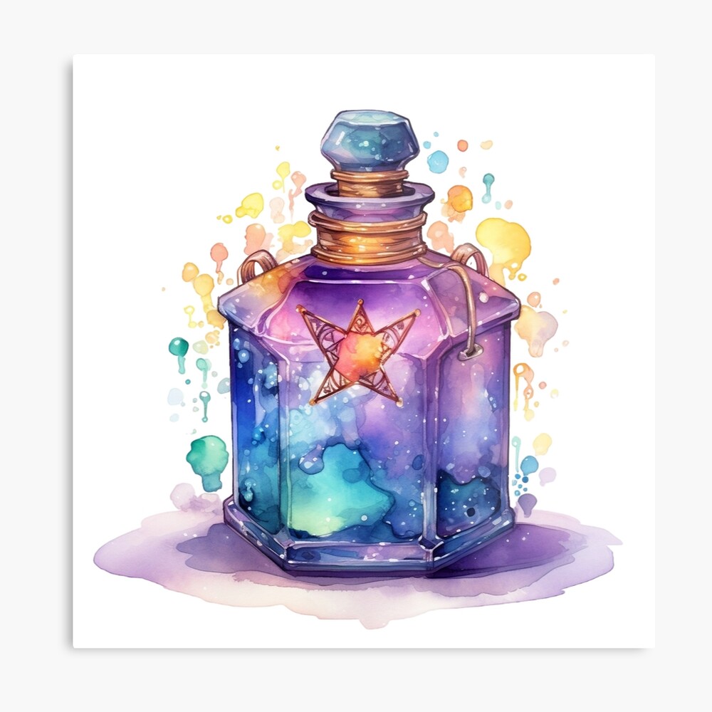 Artistic Watercolor Hand Drawn Magic Pot Illustration With Stars