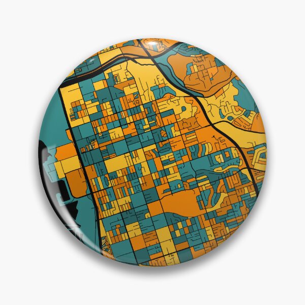 Artikelvorschau, Chula Vista-Kartenmuster in Orange und Blaugrün entworfen und verkauft von PatternMaps.