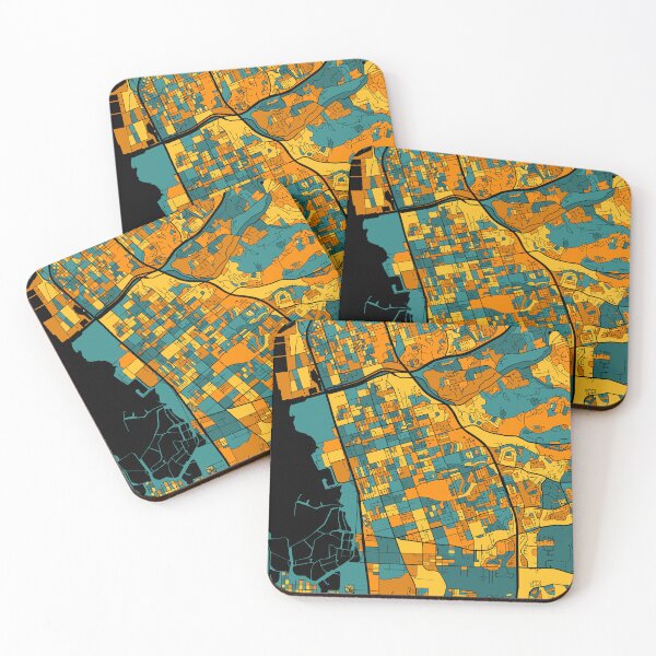 Item preview, Chula Vista Map Pattern in Orange & Teal designed and sold by PatternMaps.