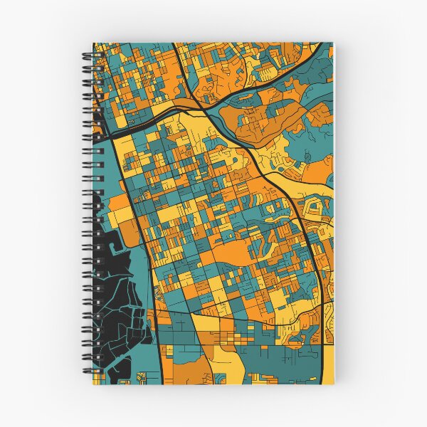 Item preview, Chula Vista Map Pattern in Orange & Teal designed and sold by PatternMaps.