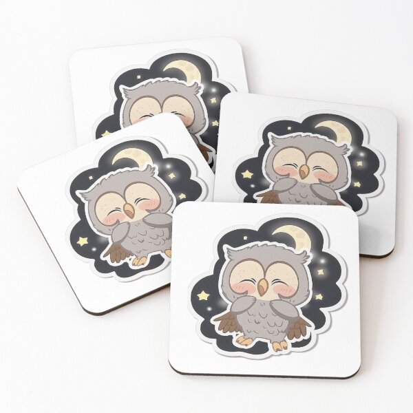Item preview, Sweet Baby Owl Yawning Widely - Cute Cartoon Sticker designed and sold by PaintbrushPlace.