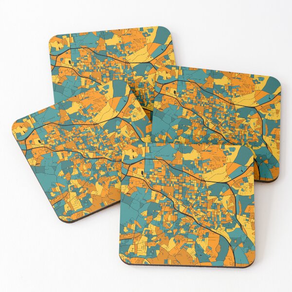 Item preview, Durham Map Pattern in Orange & Teal designed and sold by PatternMaps.
