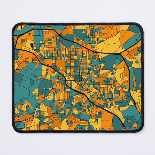 Item preview, Durham Map Pattern in Orange & Teal designed and sold by PatternMaps.