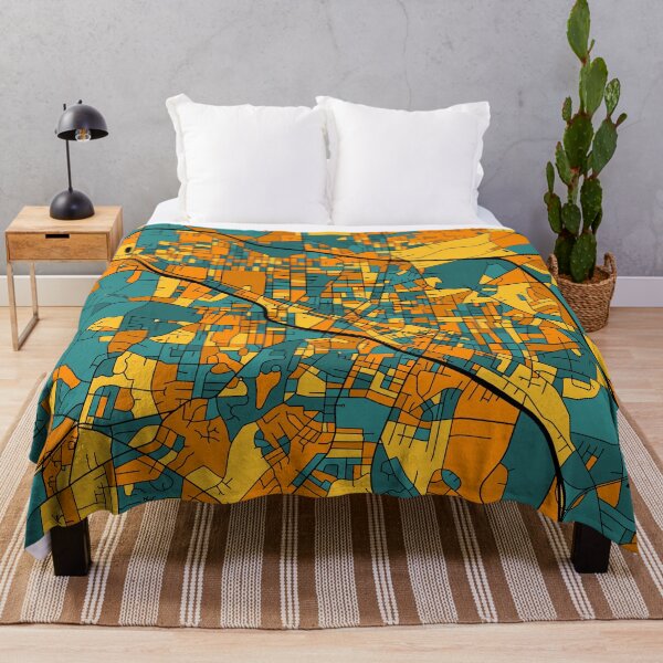 Item preview, Durham Map Pattern in Orange & Teal designed and sold by PatternMaps.