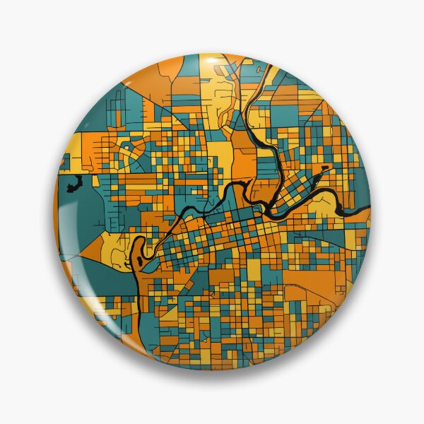 Item preview, Patrón de mapa de Fort Wayne en naranja y verde azulado designed and sold by PatternMaps.