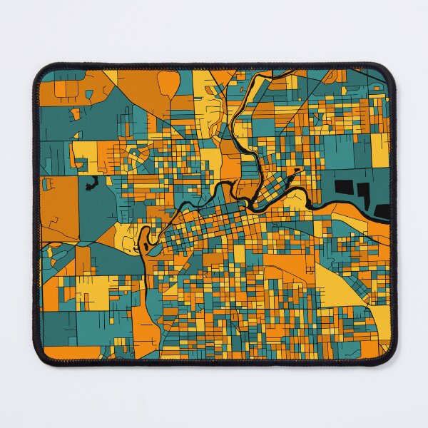 Item preview, Fort Wayne Map Pattern in Orange & Teal designed and sold by PatternMaps.