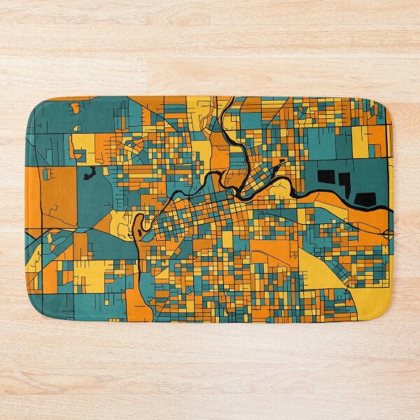 Item preview, Fort Wayne Map Pattern in Orange & Teal designed and sold by PatternMaps.