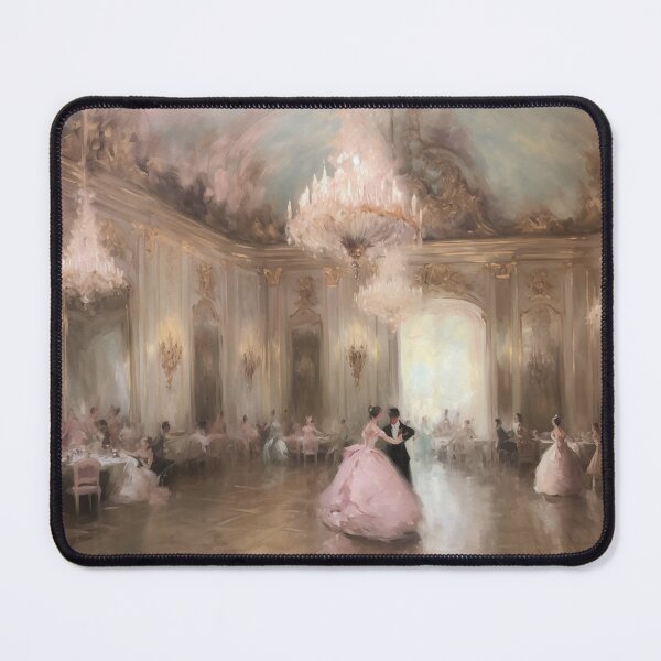 Item preview, Coquette aesthetic vintage painting of an old pink ballroom designed and sold by Coquette Art.