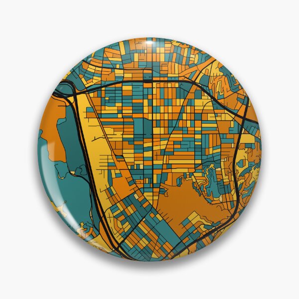 Item preview, Glendale Map Pattern in Orange & Teal designed and sold by PatternMaps.