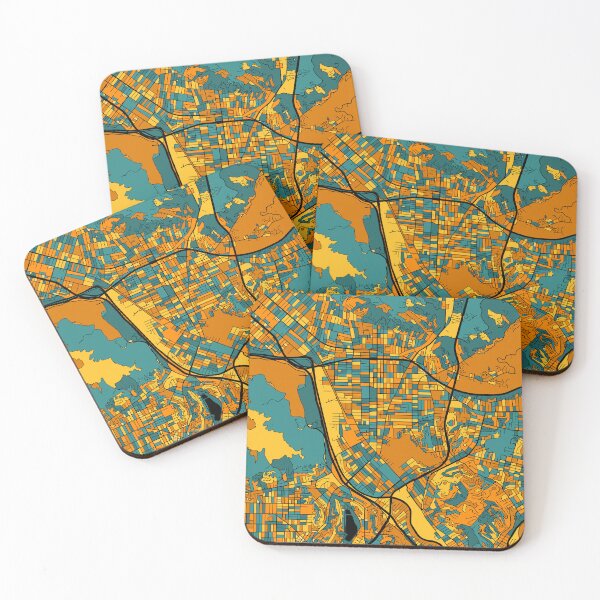 Item preview, Glendale Map Pattern in Orange & Teal designed and sold by PatternMaps.