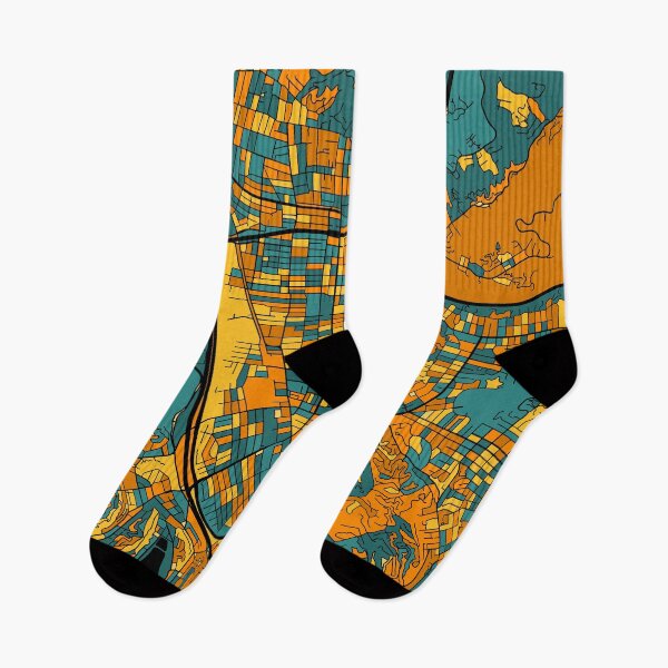 Item preview, Glendale Map Pattern in Orange & Teal designed and sold by PatternMaps.