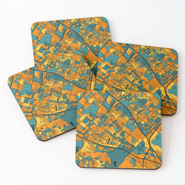 Item preview, Irvine Map Pattern in Orange & Teal designed and sold by PatternMaps.