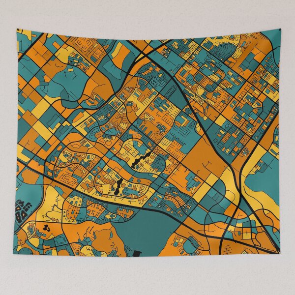 Item preview, Irvine Map Pattern in Orange & Teal designed and sold by PatternMaps.