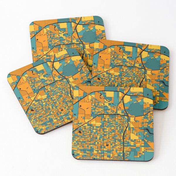 Item preview, Lubbock Map Pattern in Orange & Teal designed and sold by PatternMaps.