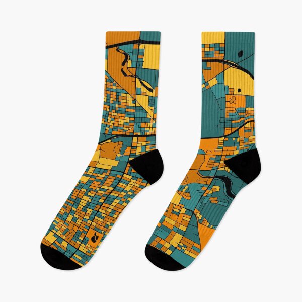 Item preview, Lubbock Map Pattern in Orange & Teal designed and sold by PatternMaps.