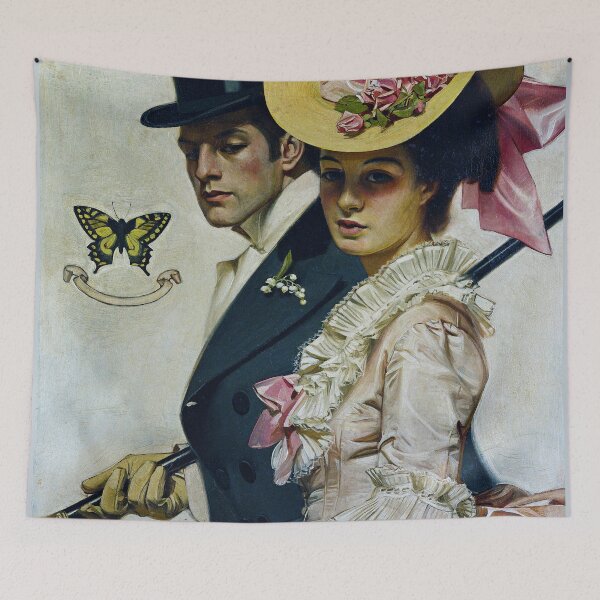 Item preview, Victorian Man and Woman Taking a Stroll, Vintage fashion art designed and sold by Glimmersmith.