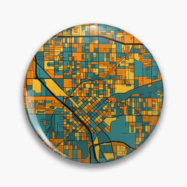 Item preview, Modesto Map Pattern in Orange & Teal designed and sold by PatternMaps.