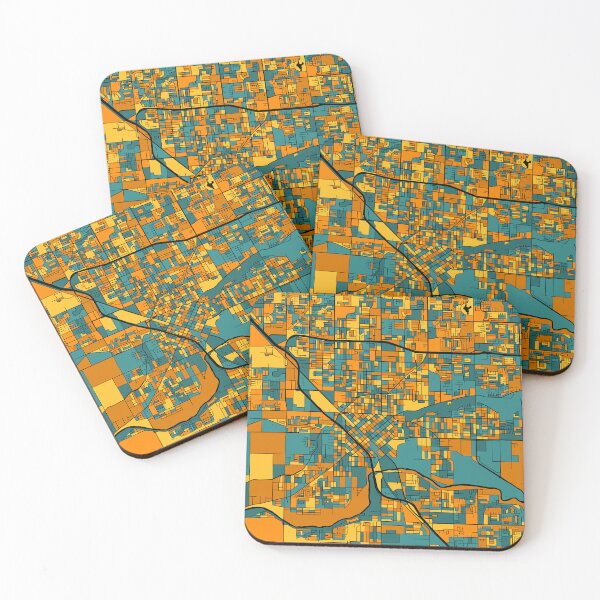 Item preview, Modesto Map Pattern in Orange & Teal designed and sold by PatternMaps.