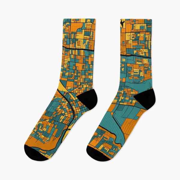 Item preview, Modesto Map Pattern in Orange & Teal designed and sold by PatternMaps.