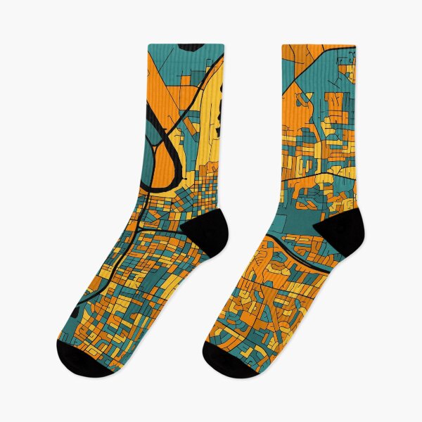 Item preview, Montgomery Map Pattern in Orange & Teal designed and sold by PatternMaps.