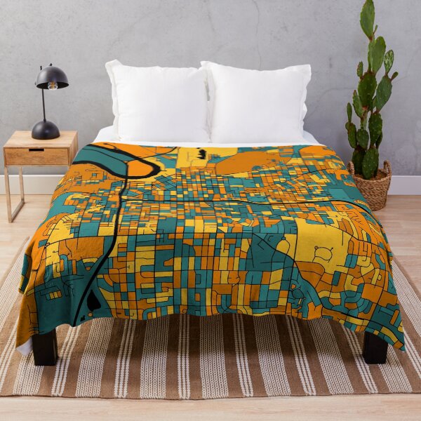 Item preview, Montgomery Map Pattern in Orange & Teal designed and sold by PatternMaps.