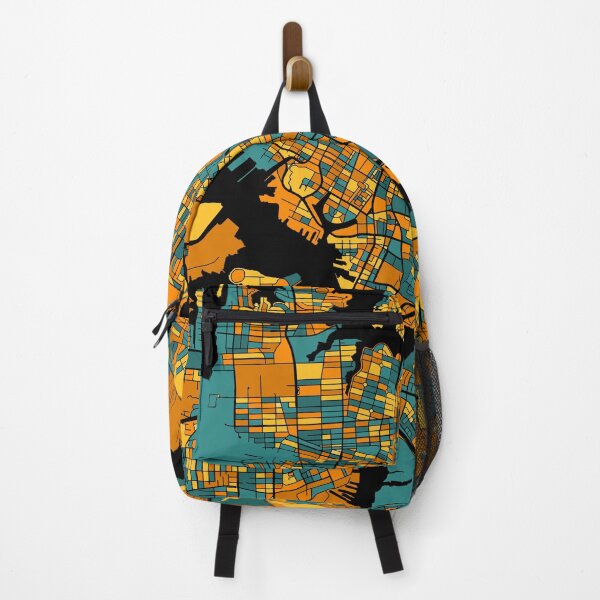 Item preview, Norfolk Map Pattern in Orange & Teal designed and sold by PatternMaps.