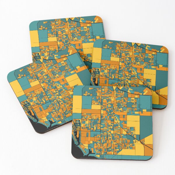 Item preview, Oxnard Map Pattern in Orange & Teal designed and sold by PatternMaps.