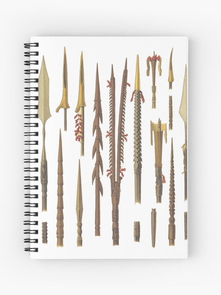 African spears and weapons for fishing Spiral Notebook by