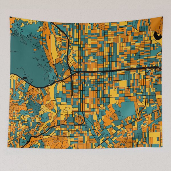 Item preview, Pasadena Map Pattern in Orange & Teal designed and sold by PatternMaps.