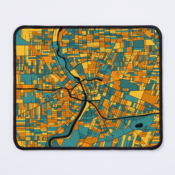 Item preview, Rochester Map Pattern in Orange & Teal designed and sold by PatternMaps.