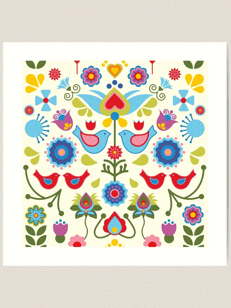 Scandinavian Folk Art Art Print by Nordic Print Studio | Arthaus