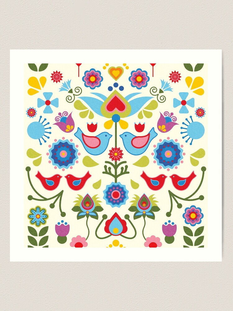 Scandinavian Folk Art Pattern Art Print by Dimitrios