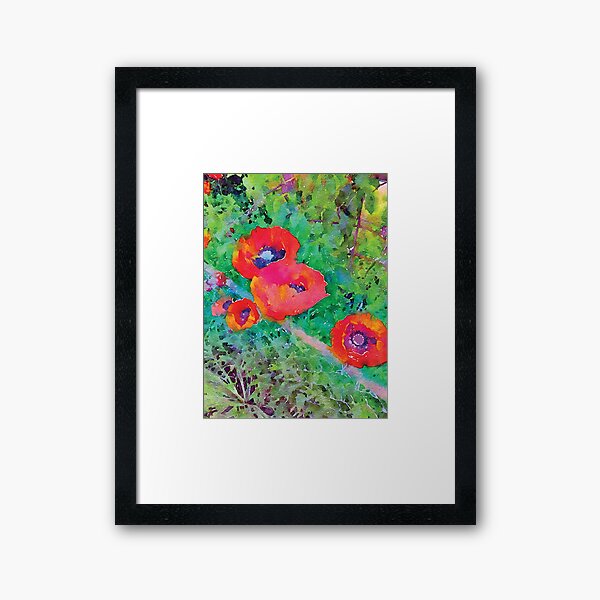 Watercolor Poppies- 03 Framed Art Print