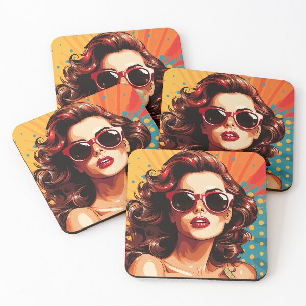 Item preview, pop art girl in red sunglasses designed and sold by Rebelka.