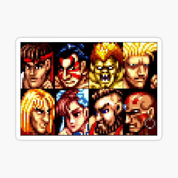 Street Fighter Retro Character List Sticker