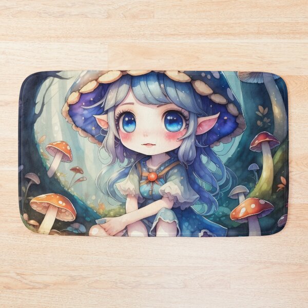 Item preview, Mushroom anime girl in magical forest designed and sold by Printsalotl.