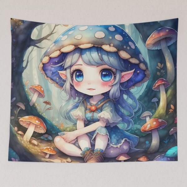 Item preview, Mushroom anime girl in magical forest designed and sold by Printsalotl.