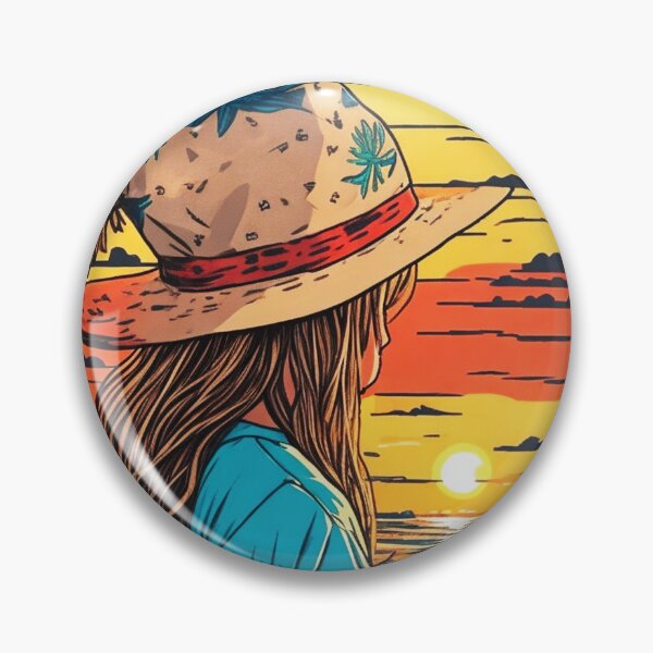 Item preview, Girl with Hat Watching Retro Sunset at The Beach designed and sold by Ridiculam Toga.