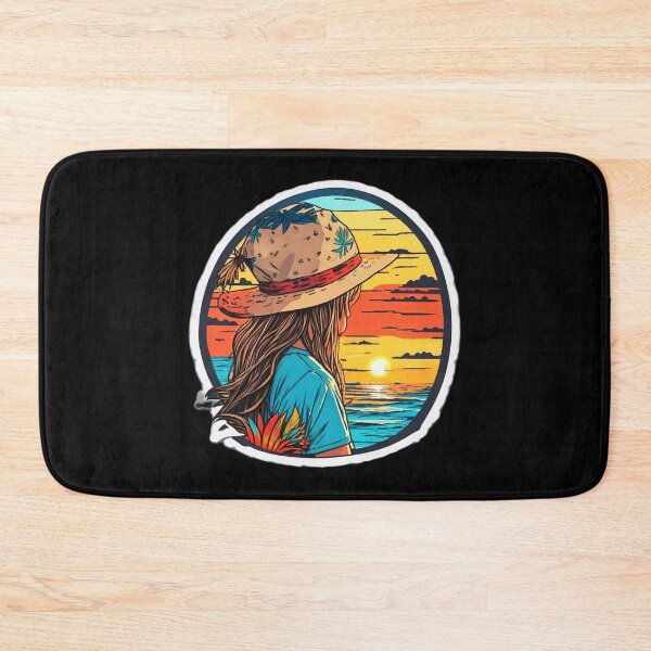 Item preview, Girl with Hat Watching Retro Sunset at The Beach designed and sold by Ridiculam Toga.