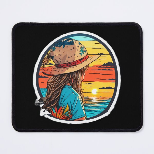 Item preview, Girl with Hat Watching Retro Sunset at The Beach designed and sold by Ridiculam Toga.