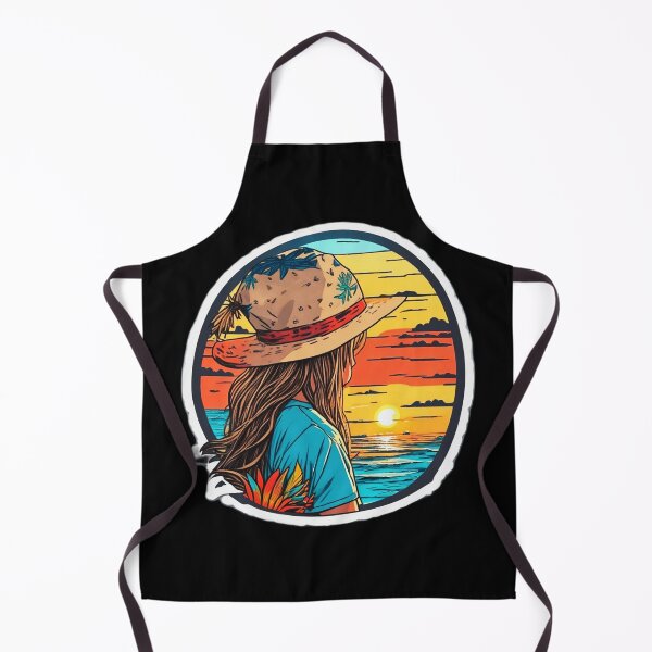 Item preview, Girl with Hat Watching Retro Sunset at The Beach designed and sold by Ridiculam Toga.