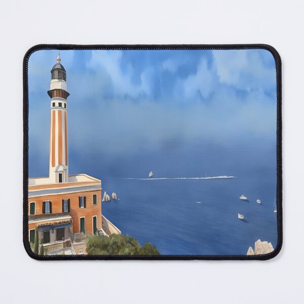 Item preview, Enchanting Capri-Inspired Punta Carena Lighthouse  Painting designed and sold by Tamas Das.