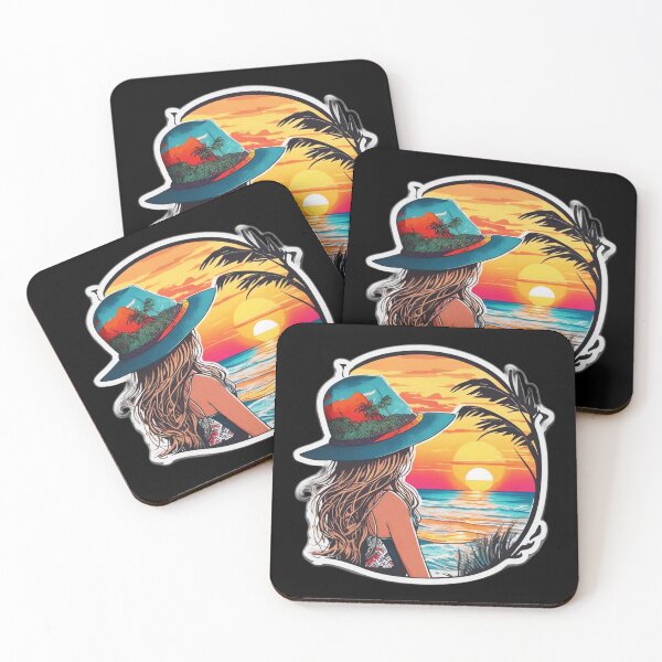 Item preview, Palm Tree Beach Girl Watching Retro Sunset designed and sold by Ridiculam Toga.