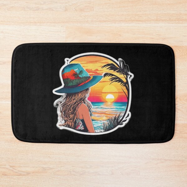 Item preview, Palm Tree Beach Girl Watching Retro Sunset designed and sold by Ridiculam Toga.